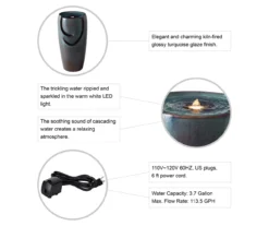 Turquoise Glaze Pot LED Water Fountain -Garden Oasis 810525092 4