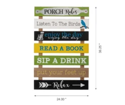 "Porch Rules" Panel Wall Decor -Garden Oasis 810525491 8