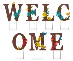 "Welcome" Letter 7-Piece Yard Stakes & Wall Decor Set