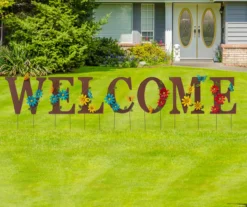 "Welcome" Letter 7-Piece Yard Stakes & Wall Decor Set -Garden Oasis 810525500 18