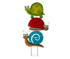 Turtle, Ladybug & Snail Stackable Yard Stake Set