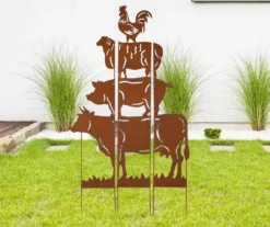 Farmhouse Animals 3-Piece Yard Stake & Wall Decor Set -Garden Oasis 810525505 10