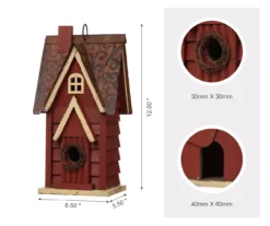 Red Cottage Birdhouse -Garden Oasis 810525517 5