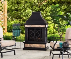 35.4" Heirloom Black Slate Wood Burning Patio Fireplace -Garden Oasis 810527530 1
