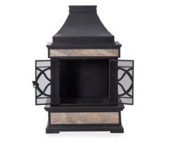 35.4" Heirloom Black Slate Wood Burning Patio Fireplace -Garden Oasis 810527530 2