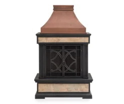 35.4" Heirloom Copper Slate Wood Burning Patio Fireplace -Garden Oasis 810527841 2