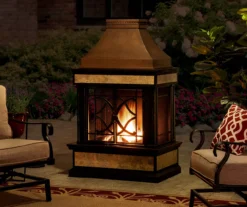 35.4" Heirloom Copper Slate Wood Burning Patio Fireplace -Garden Oasis 810527841 6
