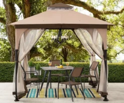 Tan & Brown 2-Tier Soft Top Gazebo With Netting -Garden Oasis 810527847 1