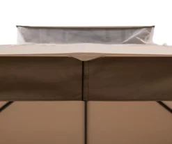 Tan & Brown 2-Tier Soft Top Gazebo With Netting -Garden Oasis 810527847 5