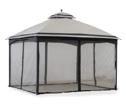 Gray & Black 2-Tier Gazebo, (10.5' X 13') -Garden Oasis 810527850 11
