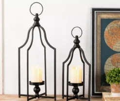 Black Metal 2-Piece Candle Lantern Set -Garden Oasis 810528187 6