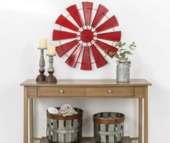 28.5" Red Metal Windmill Wall Decor -Garden Oasis 810528189 10