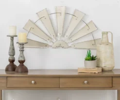 Beige Half Windmill Wheel Wall Decor -Garden Oasis 810528190 7