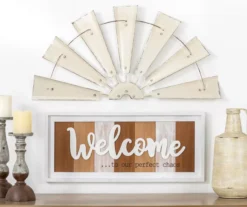 Beige Half Windmill Wheel Wall Decor -Garden Oasis 810528190 9