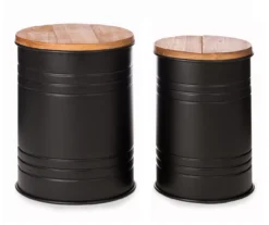 Farmhouse Barrel Storage Stools, 2-Pack