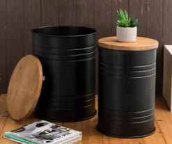 Farmhouse Barrel Storage Stools, 2-Pack -Garden Oasis 810528258 12