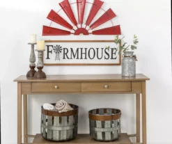 Red Half Windmill Wheel Wall Decor -Garden Oasis 810528351 10