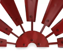 Red Half Windmill Wheel Wall Decor -Garden Oasis 810528351 5