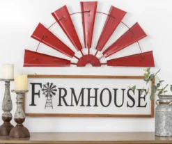 Red Half Windmill Wheel Wall Decor -Garden Oasis 810528351 9