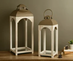 Whitewash Open Frame 2-Piece Candle Lantern Set -Garden Oasis 810528357 11
