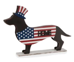 "Welcome" 2-Sided Patriotic Dachshund Decor