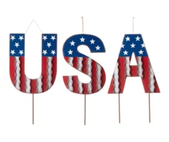 "USA" Letters 3-Piece Yard Stake Set -Garden Oasis 810529879 3