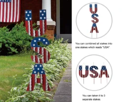 "USA" Letters 3-Piece Yard Stake Set -Garden Oasis 810529879 6