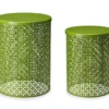 Green 2-Piece Metal Drum Garden Table Set