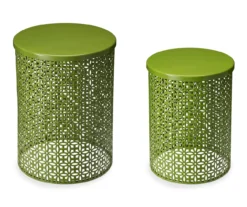 Green 2-Piece Metal Drum Garden Table Set -Garden Oasis 810531034 2