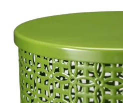 Green 2-Piece Metal Drum Garden Table Set -Garden Oasis 810531034 4