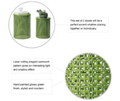 Green 2-Piece Metal Drum Garden Table Set -Garden Oasis 810531034 7