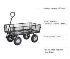 4 Cu. Ft. Black 4-Wheel Steel Mesh Utility Garden Cart -Garden Oasis 810537282 11