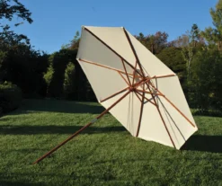 9' Natural Wood Market Patio Umbrella -Garden Oasis 810540703 4