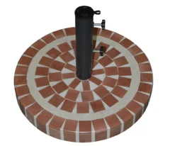Brick Mosaic Round Cement & Ceramic Umbrella Base -Garden Oasis 810540716 2