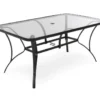 Paloma Gray Glass Top & Steel Patio Dining Table -Garden Oasis 810541220 1