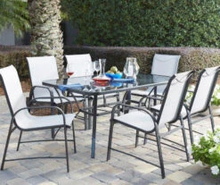Paloma Gray Glass Top & Steel Patio Dining Table -Garden Oasis 810541220 4