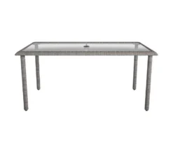 Lakewood Ranch Gray Glass & Wicker Patio Dining Table -Garden Oasis 810541482 3