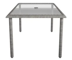 Lakewood Ranch Gray Glass & Wicker Patio Dining Table -Garden Oasis 810541482 6 1