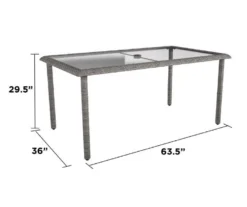 Lakewood Ranch Gray Glass & Wicker Patio Dining Table -Garden Oasis 810541482 6