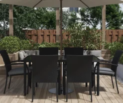 Lakewood Ranch Black Glass & Wicker Patio Dining Table -Garden Oasis 810541483 6 1