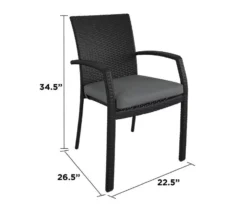 COSCO Lakewood Ranch Black Cushioned Wicker Patio Dining Chairs, 6-Pack -Garden Oasis 810541484 6