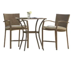 Lakewood Ranch Brown 3-Piece Wicker High Top Bistro Patio Furniture Set -Garden Oasis 810541486 6 1