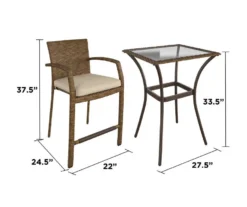 Lakewood Ranch Brown 3-Piece Wicker High Top Bistro Patio Furniture Set -Garden Oasis 810541486 6