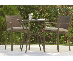 Lakewood Ranch Brown 3-Piece Wicker High Top Bistro Patio Furniture Set -Garden Oasis 810541486 7