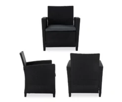 COSCO Malmo Black 4-Piece Wicker Cushioned Patio Furniture Set -Garden Oasis 810541489 3