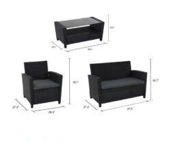 COSCO Malmo Black 4-Piece Wicker Cushioned Patio Furniture Set -Garden Oasis 810541489 6