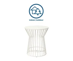 Roberta White Steel Patio Side Table -Garden Oasis 810541492 5