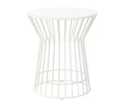 Roberta White Steel Patio Side Table -Garden Oasis 810541492 6 1