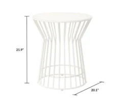 Roberta White Steel Patio Side Table -Garden Oasis 810541492 6