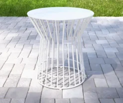 Roberta White Steel Patio Side Table -Garden Oasis 810541492 7